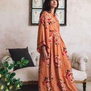 Kimono floral nude