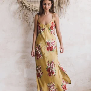 CAMISÓN FLORAL MOSTAZA