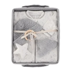 Cesto recién nacido mameluco estrellas gris