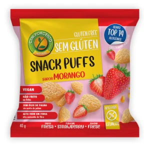 Snack Puffs Sabor a Fresa - 40 g - Cem Porcento
