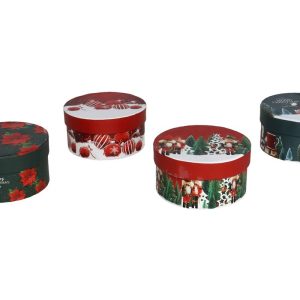 Caja Regalo Redonda Xmas 10,8×5,2 cm Pack 4
