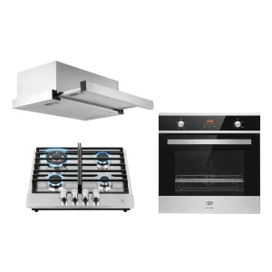 Tricombo Parrilla 4 quemadores 58 cm + Campana de pared extraible 60 cm + Horno empotrable para gas LP 60 cm
