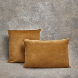 Funda cojín terciopelo reversible dorado