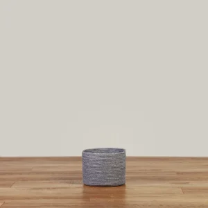 Cesto Tejido Gris Chico Alto