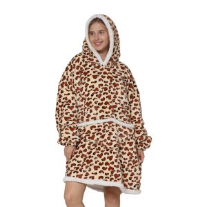 Pijama De Mujer Buzo Manta Corderito Oversize Leopardo