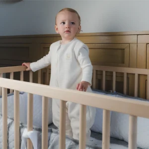 Saco con pies cuadritos crudo