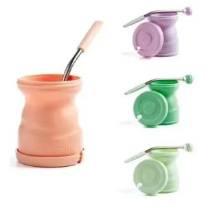 Mate Antivuelco Metamate Antiderrame Con Tapa Y Bombilla