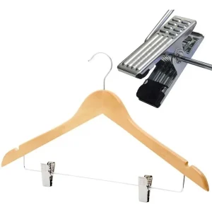 Perchas De Madera Con Broches Polleras Pantalones 45CM x Unidad