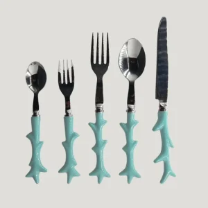 SET CUBIERTOS CORAL TURQUESA