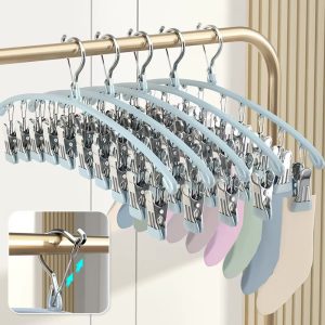 Perchas Con 10 Pinzas Tendedero Media Ropa