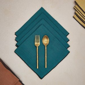 PACK 4 SERVILLETA LINO BORDE NEGRO