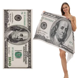 Toalla de Playa Diseso Billete 100 Dólares de Microfibra 70×140 cm | Secado rápido y liviana