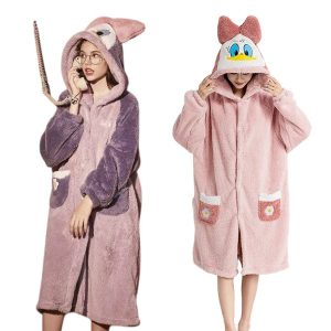 Pijama De Mujer Saco Manta Con Capucha Y Botones Daisy