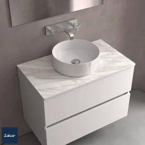 Lavabo de posar KANDY sin sifón ni desagüe PORCELANA BLANCA Ø 360 x 120 mm