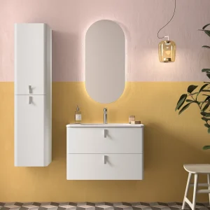 Mueble de baño UNIIQ 600 BLANCO MATE Lavabo Tiradores CROMO