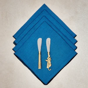 PACK 4 SERVILLETA LINO BORDE NEGRO