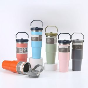 Vaso Térmico Con Manija 900 Ml –  Con Soporte Para Auto